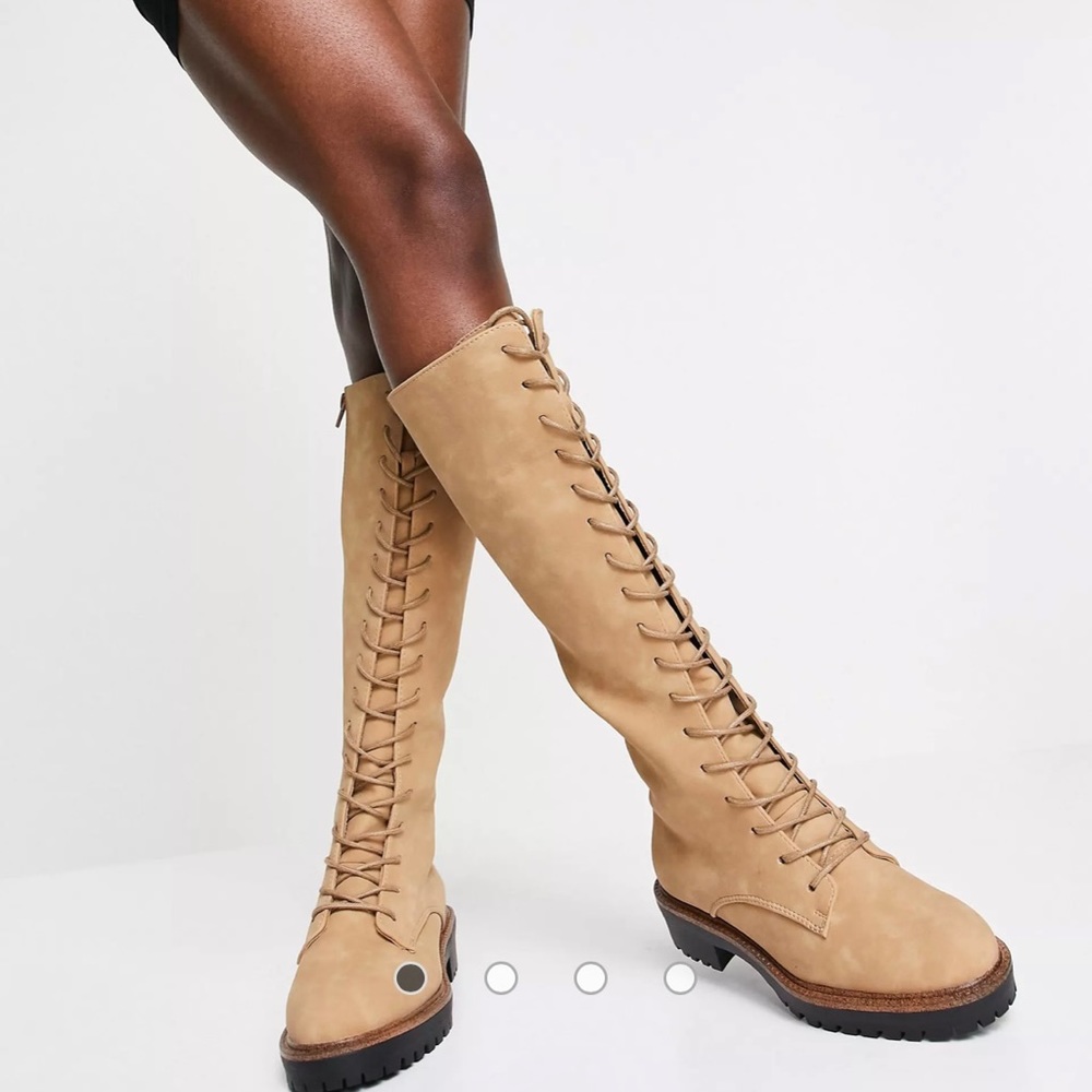 ASOS tan Courtney Chunky Lace UP boot US 7